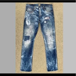 COPY - PRPS “Bruised, Never Broken” DEMON Button-fly Blue Jeans